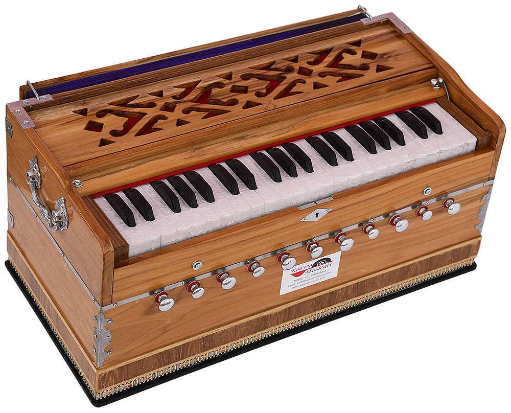 Bag Musical Instrument Indian 9 Stops 3 1/2 Octave In USA Safri Maharaja Musicals Coupler GSB-AHF Folding Harmonium Instrument Rosewood Color Book Tuned To A440 