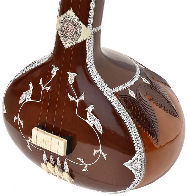 Tanpura Kolkata Male Type , Tambura, Tanpuri, 4 Main String, Tun Wood, Beautiful Craft Work, Sweet Sound, Dual Tone Colour, Comes with Fibre Hard Case, Extra Strings Best for Yoga, Bhajan, Kirtan, Mantra, Chant, Raaga, Drone - Image 21
