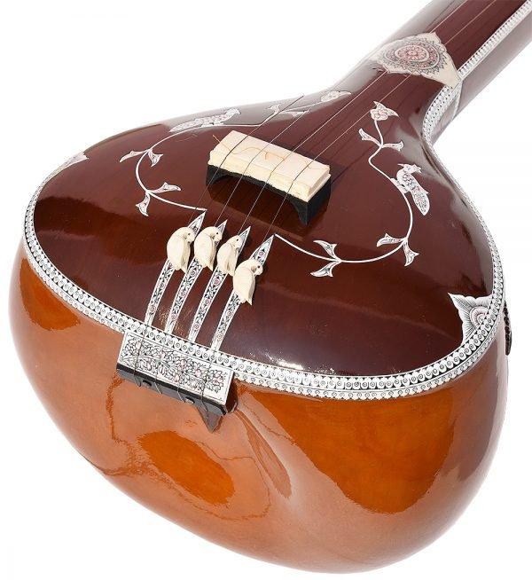 Tanpura Kolkata Male Type , Tambura, Tanpuri, 4 Main String, Tun Wood, Beautiful Craft Work, Sweet Sound, Dual Tone Colour, Comes with Fibre Hard Case, Extra Strings Best for Yoga, Bhajan, Kirtan, Mantra, Chant, Raaga, Drone - Image 15