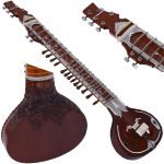 Sitar- Ravi Shankar Style- 7 Main String, 12 to 13 Sympathetic Strings, Tun Wood, Flat Back, Traveler Model, Gig Bag, Extra Strings, Few Mizrabs, With Pick-Up Easy To Connect with Guitar Amplifier