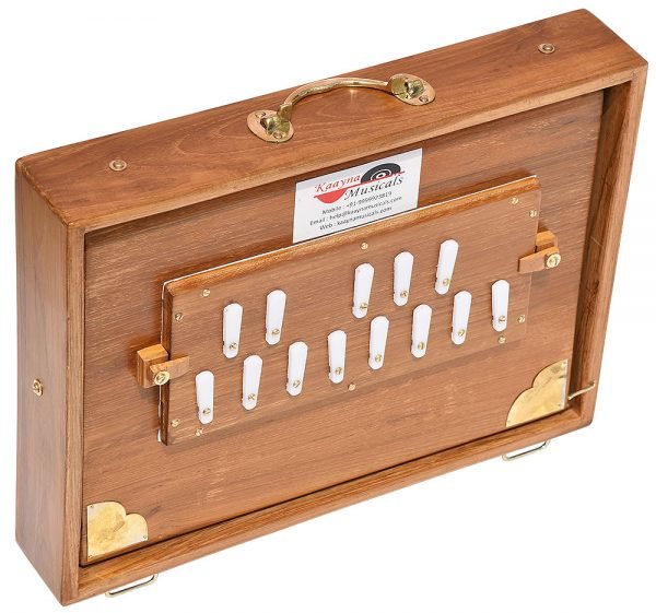 Shruti Box Teak Wood Size (16″ X 12″ X 3″) Inches- Golden Special- 440 Hz, Gig Bag, Natural Color, Key- C To C (Lower Tone), Surpeti, Yoga, Bhajan, Kirtan, Mantra, Drone, Vocal - Image 3