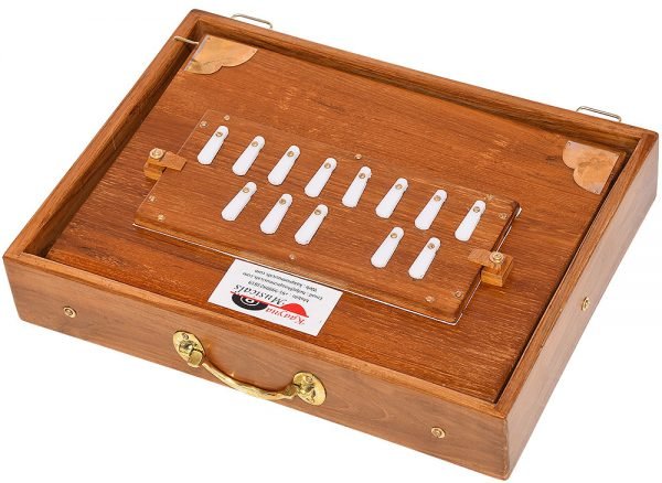 Shruti Box Teak Wood Size (16″ X 12″ X 3″) Inches- Golden Special- 440 Hz, Gig Bag, Natural Color, Key- C To C (Lower Tone), Surpeti, Yoga, Bhajan, Kirtan, Mantra, Drone, Vocal - Image 17