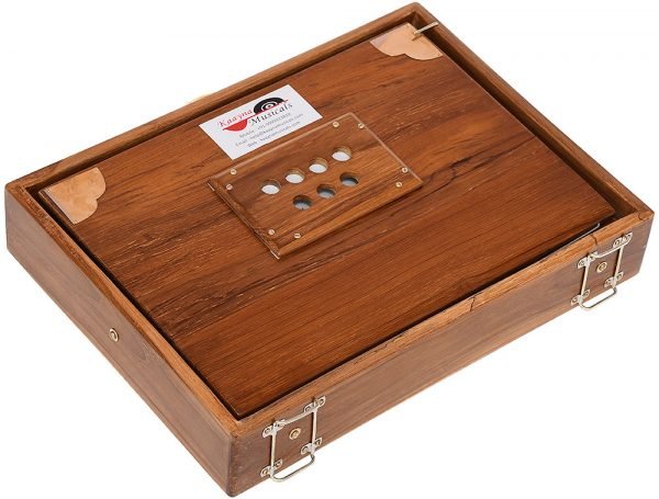 Shruti Box Teak Wood Size (16″ X 12″ X 3″) Inches- Golden Special- 440 Hz, Gig Bag, Natural Color, Key- C To C (Lower Tone), Surpeti, Yoga, Bhajan, Kirtan, Mantra, Drone, Vocal - Image 18