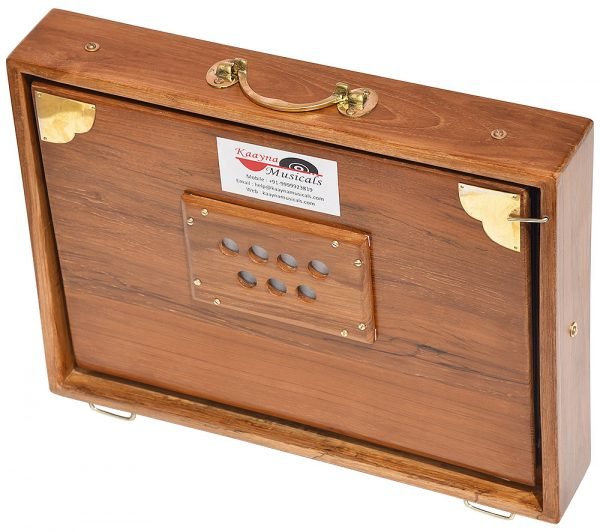 Shruti Box Teak Wood Size (16″ X 12″ X 3″) Inches- Golden Special- 440 Hz, Gig Bag, Natural Color, Key- C To C (Lower Tone), Surpeti, Yoga, Bhajan, Kirtan, Mantra, Drone, Vocal - Image 7