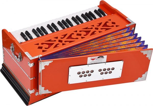 Harmonium Pro Grade By Kaayna Musicals, 9 Stops- 5 Main, 4 Drone, 3½ Octaves, Pastel Orange Colour, Coupler, Gig Bag - 440 Hz- For Yoga, Bhajan, Kirtan, Shruti, Mantra, Meditation, Chant, Vocal - Image 2
