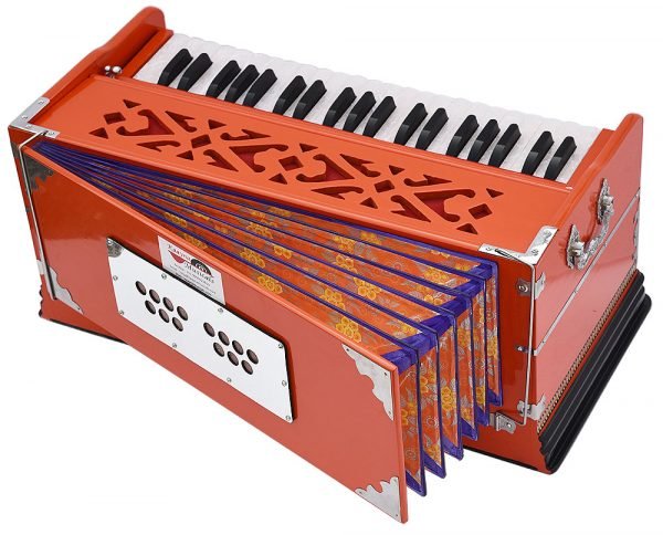Harmonium Pro Grade By Kaayna Musicals, 9 Stops- 5 Main, 4 Drone, 3½ Octaves, Pastel Orange Colour, Coupler, Gig Bag - 440 Hz- For Yoga, Bhajan, Kirtan, Shruti, Mantra, Meditation, Chant, Vocal - Image 12