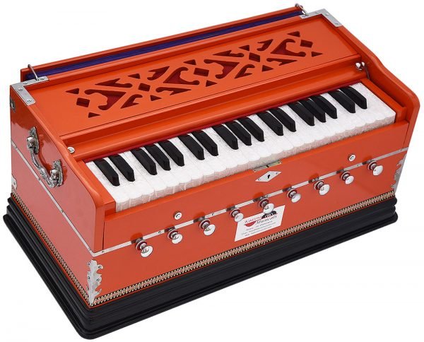 Harmonium Pro Grade By Kaayna Musicals, 9 Stops- 5 Main, 4 Drone, 3½ Octaves, Pastel Orange Colour, Coupler, Gig Bag - 440 Hz- For Yoga, Bhajan, Kirtan, Shruti, Mantra, Meditation, Chant, Vocal - Image 5