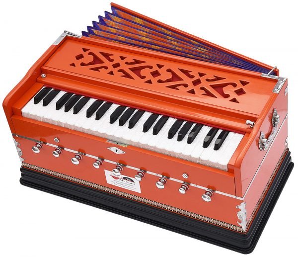 Harmonium Pro Grade By Kaayna Musicals, 9 Stops- 5 Main, 4 Drone, 3½ Octaves, Pastel Orange Colour, Coupler, Gig Bag - 440 Hz- For Yoga, Bhajan, Kirtan, Shruti, Mantra, Meditation, Chant, Vocal - Image 7