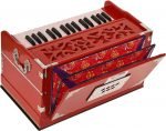 OM Harmonium Mini Magic By Kaayna Musicals, 4 Stops- 2 Main & 2 Drone, 2¾ Octaves, Red Colour, Gig Bag , Bass/Male- 440 Hz, For Yoga, Bhajan, Kirtan, Shruti, Mantra, Meditation, Chant, Vocal - Image 2
