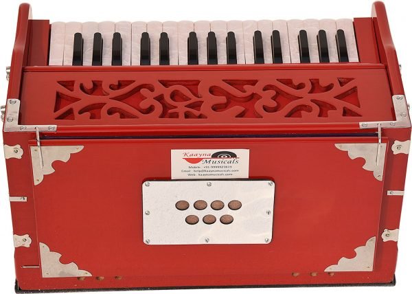 OM Harmonium Mini Magic By Kaayna Musicals, 4 Stops- 2 Main & 2 Drone, 2¾ Octaves, Red Colour, Gig Bag , Bass/Male- 440 Hz, For Yoga, Bhajan, Kirtan, Shruti, Mantra, Meditation, Chant, Vocal - Image 15