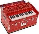 OM Harmonium Mini Magic By Kaayna Musicals, 4 Stops- 2 Main & 2 Drone, 2¾ Octaves, Red Colour, Gig Bag , Bass/Male- 440 Hz, For Yoga, Bhajan, Kirtan, Shruti, Mantra, Meditation, Chant, Vocal
