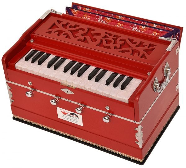 OM Harmonium Mini Magic By Kaayna Musicals, 4 Stops- 2 Main & 2 Drone, 2¾ Octaves, Red Colour, Gig Bag , Bass/Male- 440 Hz, For Yoga, Bhajan, Kirtan, Shruti, Mantra, Meditation, Chant, Vocal - Image 7