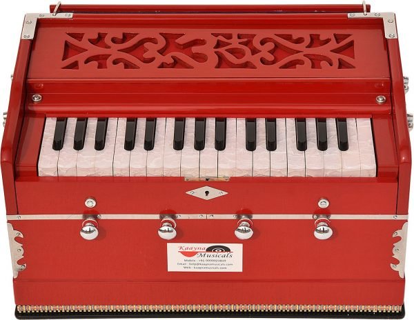 OM Harmonium Mini Magic By Kaayna Musicals, 4 Stops- 2 Main & 2 Drone, 2¾ Octaves, Red Colour, Gig Bag , Bass/Male- 440 Hz, For Yoga, Bhajan, Kirtan, Shruti, Mantra, Meditation, Chant, Vocal - Image 10