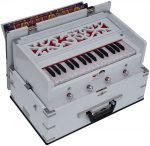 OM Safri Harmonium- 2¾ Octave By Kaayna Musicals-Portable, Traveler, Baja, 4 Stop (2 Drone), Two Set Reed- Bass/Male, White Colour, Gig Bag, Tuning: 440Hz, Best For Yoga, Bhajan, Kirtan, Mantra, Vocal