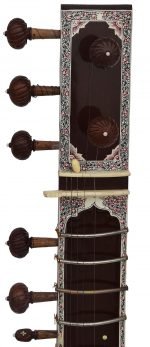 Sitar- Ravi Shankar Style-Full Size, Traditional Guard Tumba- 7 Main Strings, 12 to 13 Sympathetic Strings, Tun Wood, Fibre Hard Case, Extra Strings, Mizrabs to Play - Image 16