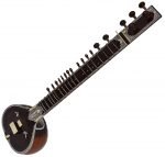 Sitar- Ravi Shankar Style-Full Size, Traditional Guard Tumba- 7 Main Strings, 12 to 13 Sympathetic Strings, Tun Wood, Fibre Hard Case, Extra Strings, Mizrabs to Play - Image 5