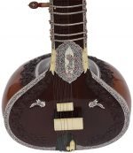 Sitar- Ravi Shankar Style-Full Size, Traditional Guard Tumba- 7 Main Strings, 12 to 13 Sympathetic Strings, Tun Wood, Fibre Hard Case, Extra Strings, Mizrabs to Play - Image 7