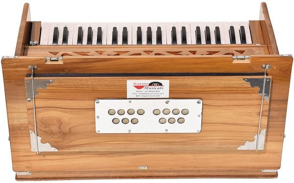 Teak Wood Safri Harmonium- 3½ Octave By Kaayna Musicals-Portable, Traveler, Baja, 9 Stops- 4 Drone, Bass/Male Reeds, Gig Bag, Tuning: 440Hz, For Yoga, Bhajan, Kirtan, Mantra, Vocal - Image 13