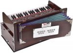 OM Safri Harmonium- 3½ Octave By Kaayna Musicals-Portable, Traveler, Baja, 9 Stops- 4 Drone, Bass/Male Reeds, Walnut Color, Gig Bag, Tuning: 440Hz, For Yoga, Bhajan, Kirtan, Mantra, Vocal - Image 2
