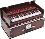 OM Safri Harmonium- 3½ Octave By Kaayna Musicals-Portable, Traveler, Baja, 9 Stops- 4 Drone, Bass/Male Reeds, Walnut Color, Gig Bag, Tuning: 440Hz, For Yoga, Bhajan, Kirtan, Mantra, Vocal - Image 3