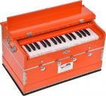 OM Harmonium Mini Magic By Kaayna Musicals, 4 Stop- 2 Main & 2 Drone, 2¾ Octave, Pastel Orange Colour, Gig Bag , Bass/Male- 440 Hz, Best for Yoga, Bhajan, Kirtan, Shruti, Mantra, Meditation, Chant, Vocal - Image 3