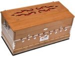 Harmonium Pro Grade By Kaayna Musicals, 9 Stops- 5 Main, 4 Drone, 3½ Octaves, Teak Colour, Flower Bellow, Coupler, Gig Bag – 440 Hz. For Yoga, Bhajan, Kirtan, Shruti, Mantra, Meditation, Chant, Vocal - Image 3
