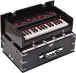 Safri Harmonium- 2¾ Octave By Kaayna Musicals-Portable, Traveler, Baja, 4 Stop (2 Drone), Two Set Reed- Bass/Male, Dark Walnut Color, Gig Bag, Tuning: 440Hz, For Yoga, Bhajan, Kirtan, Mantra, Vocal - Image 3