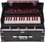 OM Safri Harmonium- 2¾ Octave By Kaayna Musicals-Portable, Traveler, Baja, 4 Stop (2 Drone), Two Set Reed- Bass/Male, Dark Walnut Color, Gig Bag, Tuning: 440Hz, For Yoga, Bhajan, Kirtan, Mantra, Vocal - Image 4