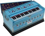 Sky Blue Harmonium Pro Grade By Kaayna Musicals, 9 Stops- 5 Main, 4 Drone, 3½ Octaves, Coupler, Gig Bag – 440 Hz- For Yoga, Bhajan, Kirtan, Shruti, Mantra, Meditation, Chant, Vocal