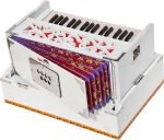 OM Mini Traveler Harmonium- 2¾ Octave By Kaayna Musicals-Portable, Baja, 4 Stops (2 Drone), Two Set Reed- Bass/Male, White Colour, Gig Bag, Tuning: 440 Hz, For Yoga, Bhajan, Kirtan, Mantra, Vocal - Image 12
