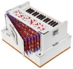 OM Mini Traveler Harmonium- 2¾ Octave By Kaayna Musicals-Portable, Baja, 4 Stops (2 Drone), Two Set Reed- Bass/Male, White Colour, Gig Bag, Tuning: 440 Hz, For Yoga, Bhajan, Kirtan, Mantra, Vocal - Image 17