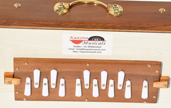 Shruti Box Teak Wood Size (16″ X 12″ X 3″) Inches – 440 Hz, Gig Bag, White Multi Colour, Printed Bellow – C To C Lower Tone Reeds, Surpeti, Yoga, Bhajan, Kirtan, Mantra, Raga, Drone, Chant, Vocal - Image 5