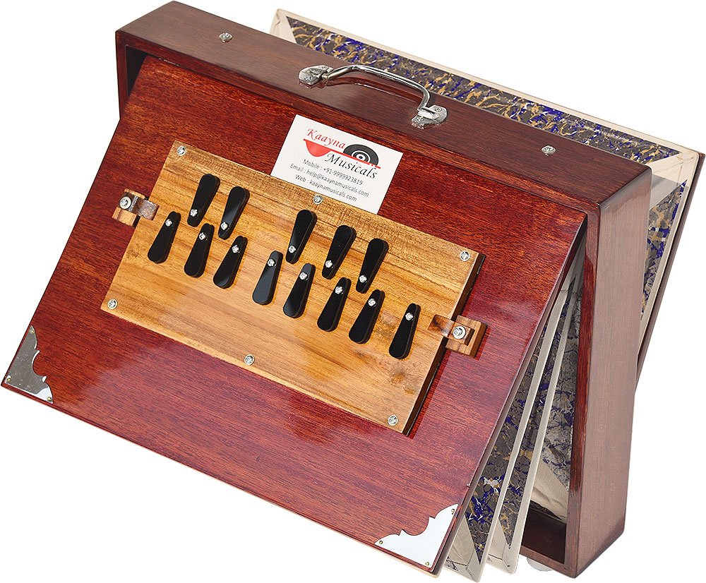 Buy-Shruti-Box-Yoga-10 Shruti Box Total Wood- Eco Model- Size (16″ X 12″ X 3″) Inches – 440 Hz, Gig Bag, Cherry Colour– C To C Lower Tone Reeds, Surpeti, Yoga, Bhajan, Kirtan, Mantra, Raga, Drone, Chant, Vocal - Image 1