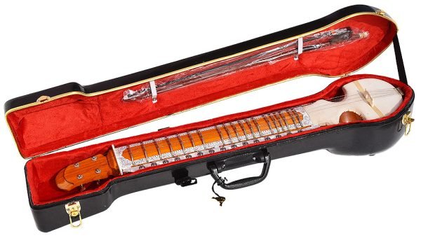 Esraj With Bow-Best Pro Quality, Gear Tuning, 4 Main String, 15 Sympathetic String, Fiber Case, Tun Wood, Beautiful Craft Work, Natural Wood Colour, With Extra String & Rosin For Bhajan, Kirtan, Raaga - Image 24
