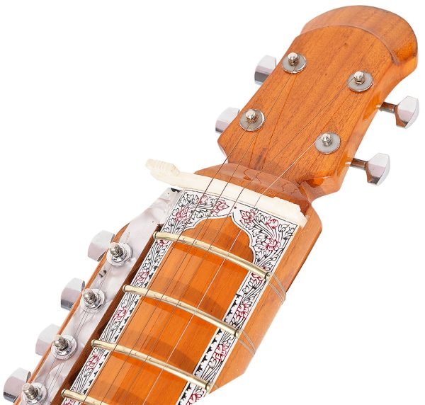 Esraj With Bow-Best Pro Quality, Gear Tuning, 4 Main String, 15 Sympathetic String, Fiber Case, Tun Wood, Beautiful Craft Work, Natural Wood Colour, With Extra String & Rosin For Bhajan, Kirtan, Raaga - Image 11