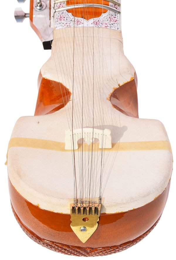 Esraj With Bow-Best Pro Quality, Gear Tuning, 4 Main String, 15 Sympathetic String, Fiber Case, Tun Wood, Beautiful Craft Work, Natural Wood Colour, With Extra String & Rosin For Bhajan, Kirtan, Raaga - Image 12