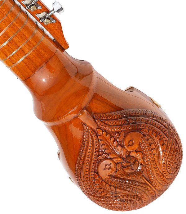 Esraj With Bow-Best Pro Quality, Gear Tuning, 4 Main String, 15 Sympathetic String, Fiber Case, Tun Wood, Beautiful Craft Work, Natural Wood Colour, With Extra String & Rosin For Bhajan, Kirtan, Raaga - Image 14