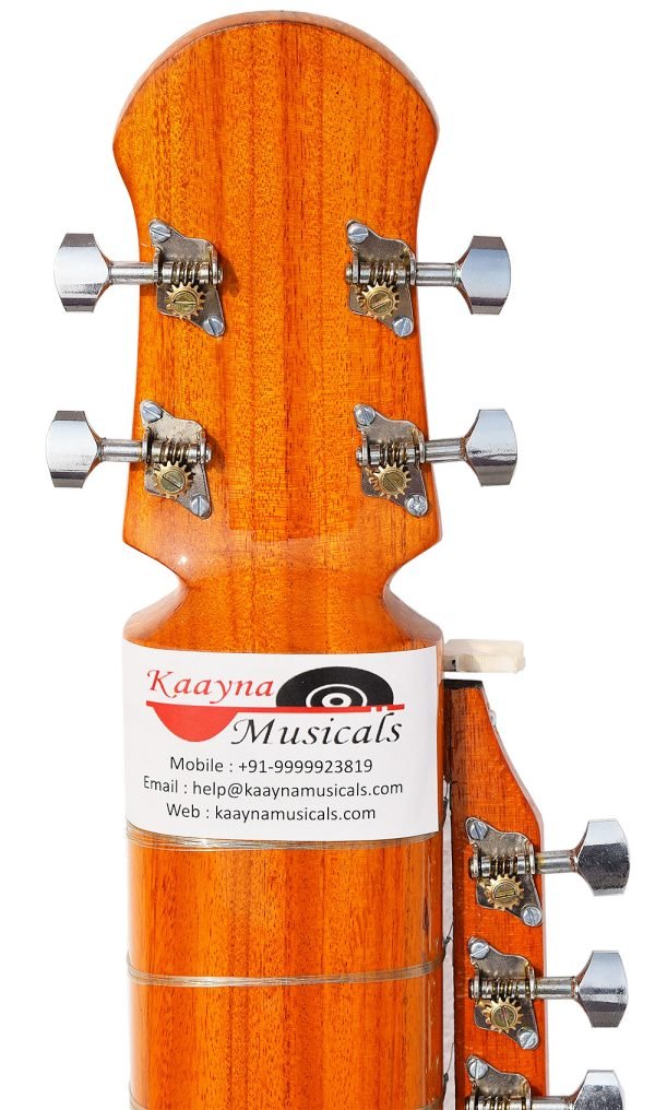 Esraj With Bow-Best Pro Quality, Gear Tuning, 4 Main String, 15 Sympathetic String, Fiber Case, Tun Wood, Beautiful Craft Work, Natural Wood Colour, With Extra String & Rosin For Bhajan, Kirtan, Raaga - Image 16