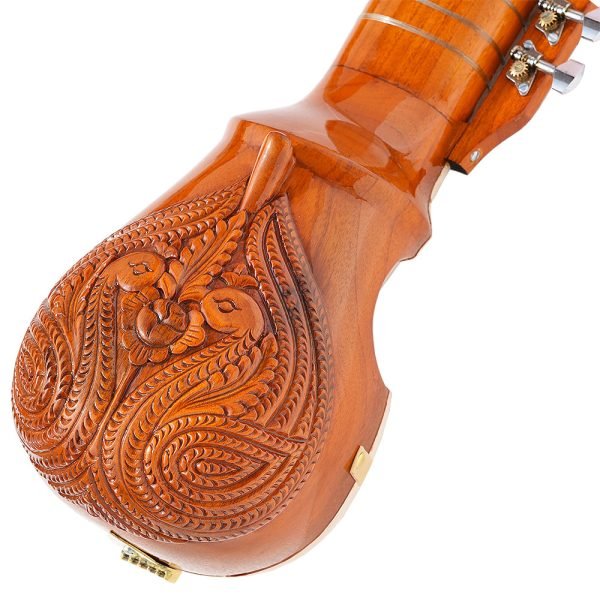 Esraj With Bow-Best Pro Quality, Gear Tuning, 4 Main String, 15 Sympathetic String, Fiber Case, Tun Wood, Beautiful Craft Work, Natural Wood Colour, With Extra String & Rosin For Bhajan, Kirtan, Raaga - Image 17
