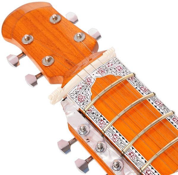 Esraj With Bow-Best Pro Quality, Gear Tuning, 4 Main String, 15 Sympathetic String, Fiber Case, Tun Wood, Beautiful Craft Work, Natural Wood Colour, With Extra String & Rosin For Bhajan, Kirtan, Raaga - Image 7