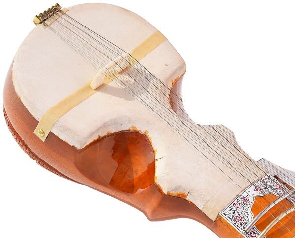 Esraj With Bow-Best Pro Quality, Gear Tuning, 4 Main String, 15 Sympathetic String, Fiber Case, Tun Wood, Beautiful Craft Work, Natural Wood Colour, With Extra String & Rosin For Bhajan, Kirtan, Raaga - Image 9