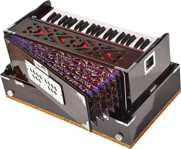 Harmonium Traveler/Portable/Folding Type By Kaayna Musicals, 9 Stops- 5 Main & 4 Drone, 3½ Octaves, Coupler, Walnut Colour, Carry Bag, Bass-Male Reed – 440 Hz, For Yoga, Bhajan, Kirtan, Vocal - Image 13