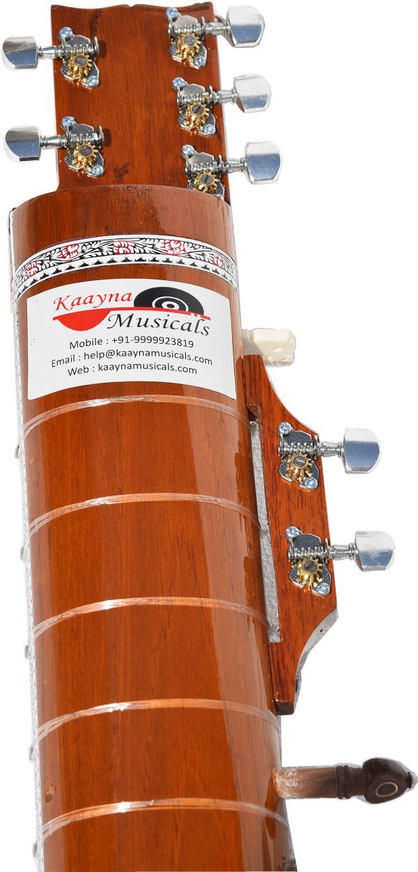 Sitar- Ravi Shankar Style With Fiber Hard Case- Studio Sitar- Semi Pro- 7 Main String, 12 to 13 Sympathetic Strings, Tun Wood, Traveler Model, Extra Strings, Few Mizrabs, With Pick-Up - Image 17