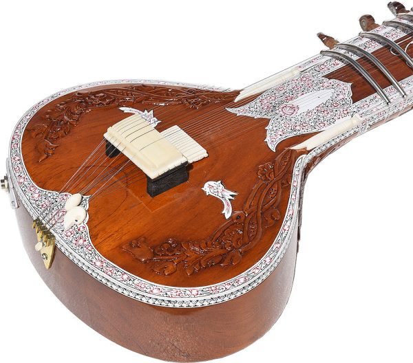 Sitar- Ravi Shankar Style With Fiber Hard Case- Studio Sitar- Semi Pro- 7 Main String, 12 to 13 Sympathetic Strings, Tun Wood, Traveler Model, Extra Strings, Few Mizrabs, With Pick-Up - Image 6