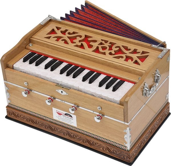 OM Harmonium Mini Magic By Kaayna Musicals, 4 Stop- 2 Main & 2 Drone, 2¾ Octave, Teak Colour, Gig Bag , Bass/Male- 440 Hz, For Yoga, Bhajan, Kirtan, Shruti, Mantra, Meditation, Chant, Vocal - Image 6