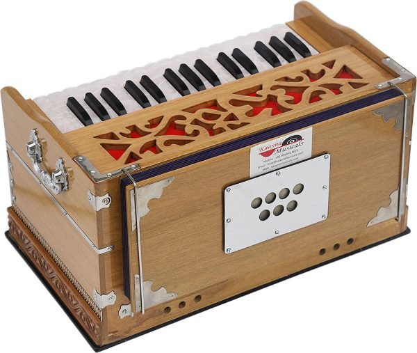 OM Harmonium Mini Magic By Kaayna Musicals, 4 Stop- 2 Main & 2 Drone, 2¾ Octave, Teak Colour, Gig Bag , Bass/Male- 440 Hz, For Yoga, Bhajan, Kirtan, Shruti, Mantra, Meditation, Chant, Vocal - Image 9