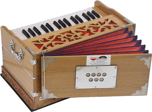 OM Harmonium Mini Magic By Kaayna Musicals, 4 Stop- 2 Main & 2 Drone, 2¾ Octave, Teak Colour, Gig Bag , Bass/Male- 440 Hz, For Yoga, Bhajan, Kirtan, Shruti, Mantra, Meditation, Chant, Vocal - Image 10