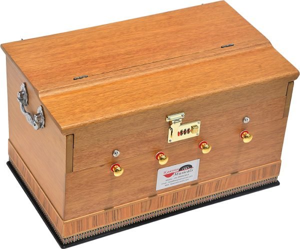 OM Harmonium By Kaayna Musicals, Melamyne Matte Finish- 4 Stop- 2 Main & 2 Drone, 2¾ Octave, Teak Colour, Gig Bag , Bass/Male- 440 Hz, For Yoga, Bhajan, Kirtan, Shruti, Mantra, Meditation, Chant, Vocal - Image 3