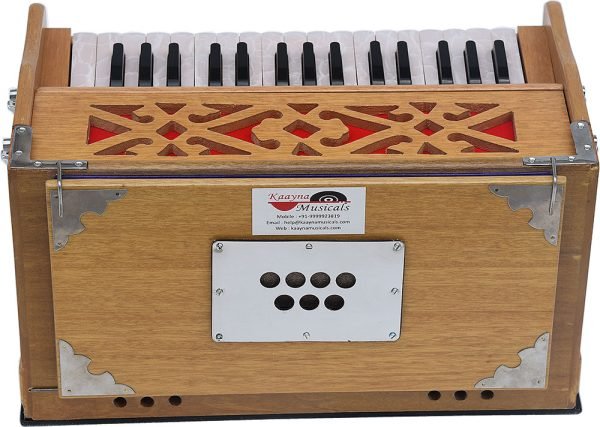 Harmonium By Kaayna Musicals, Melamyne Matte Finish- 4 Stop- 2 Main & 2 Drone, 2¾ Octave, Teak Colour, Gig Bag , Bass/Male- 440 Hz, For Yoga, Bhajan, Kirtan, Shruti, Mantra, Meditation, Chant, Vocal - Image 4