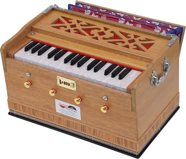 Harmonium By Kaayna Musicals, Melamyne Matte Finish- 4 Stop- 2 Main & 2 Drone, 2¾ Octave, Teak Colour, Gig Bag , Bass/Male- 440 Hz, For Yoga, Bhajan, Kirtan, Shruti, Mantra, Meditation, Chant, Vocal - Image 9
